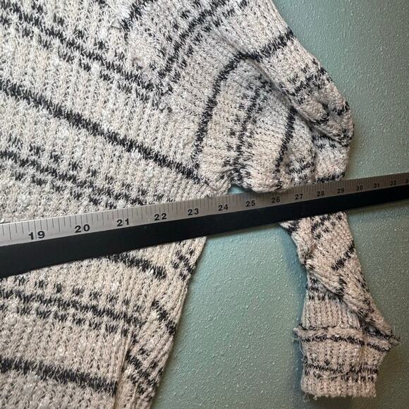 Altar'd State Striped V-Neck Tie Front Sweater Top Small Gray Blue White Knit - Picture 7 of 8